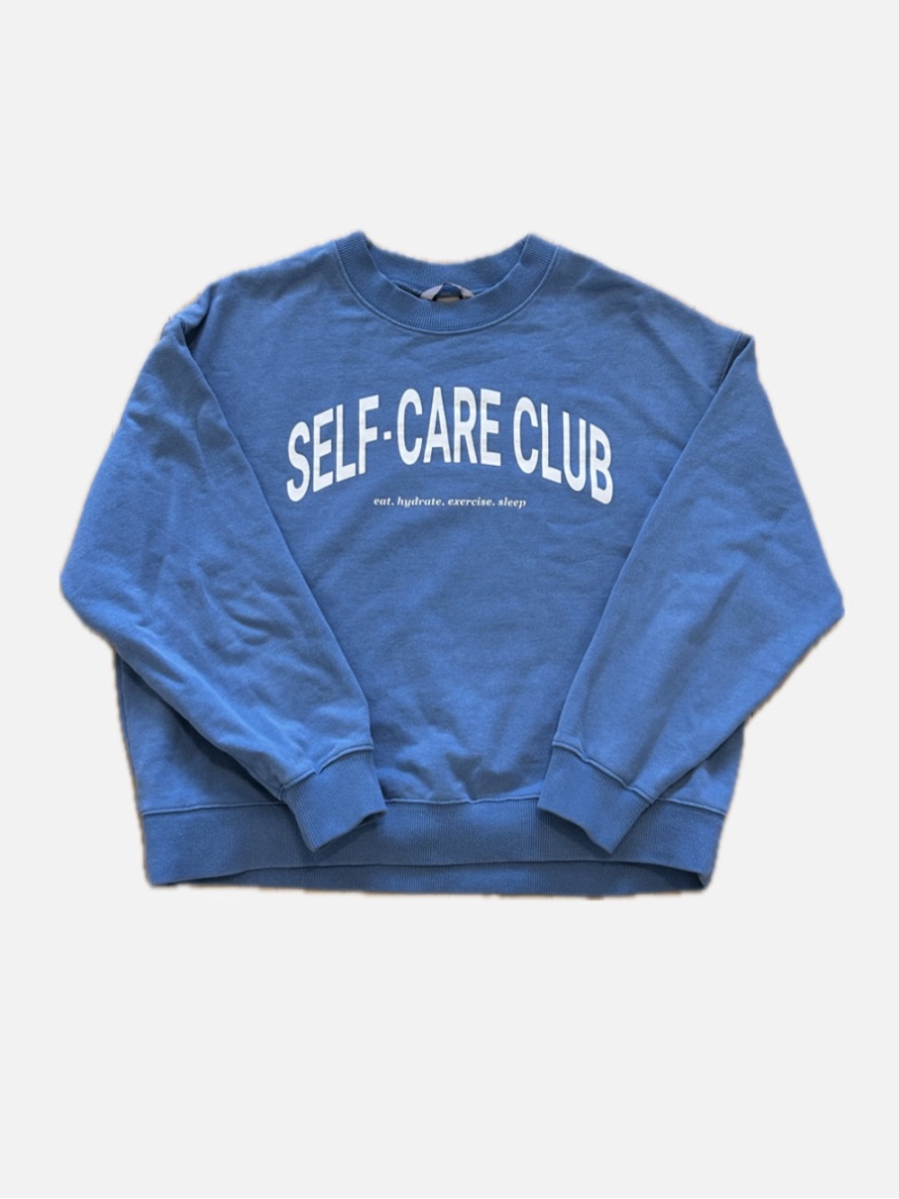 Self-Care Club blue sweatshirt